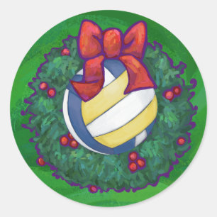 Volleyball Christmas Classic Round Sticker
