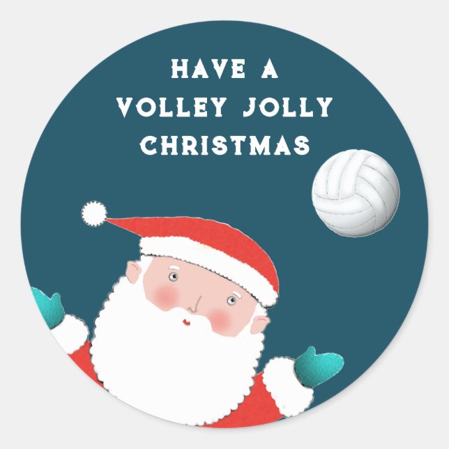 Volleyball Christmas Classic Round Sticker (Front)
