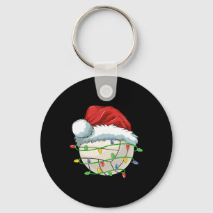 Volleyball Christmas Funny Sant Xmas Lights Volley Keychain