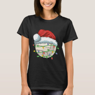 Volleyball Christmas Funny Sant Xmas Lights Volley T-Shirt