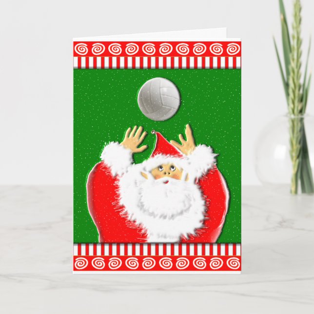 Volleyball Christmas Greetings Holiday Card (Front)