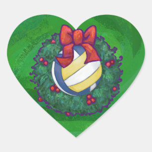 Volleyball Christmas Heart Sticker