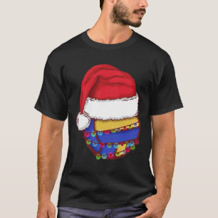 Volleyball Christmas Lights Santa Hat Funny Volley T-Shirt