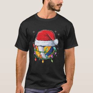 Volleyball Christmas Lights Sport Xmas Santa Merry T-Shirt