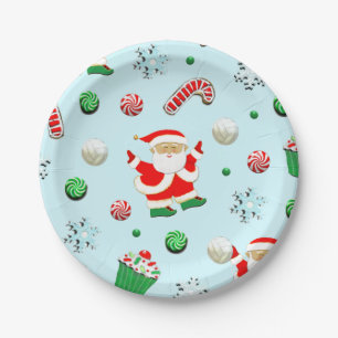 Volleyball Christmas Paper Plate