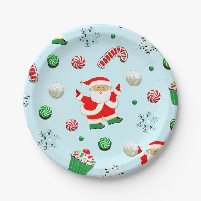 Volleyball Christmas Paper Plate (Front)