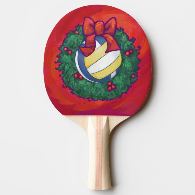Volleyball Christmas Ping Pong Paddle (Back)