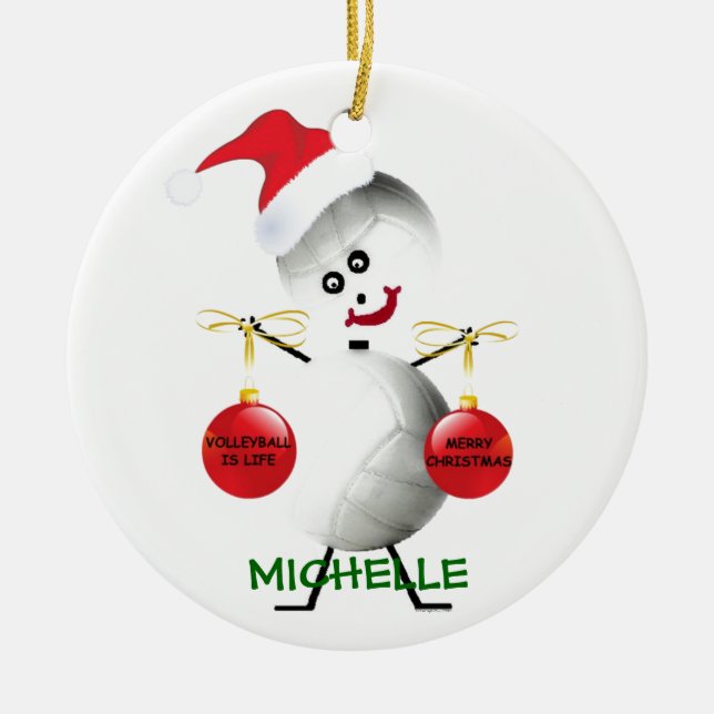 Volleyball Christmas Player Ceramic Ornament (Front)