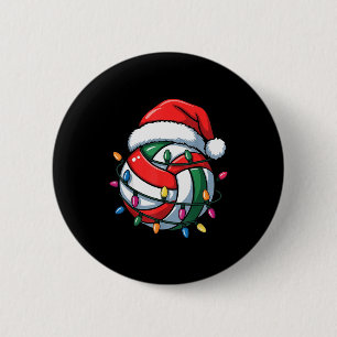 Volleyball Christmas Santa Hat Volleyball Srt Men 2 Inch Round Button