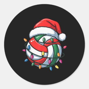 Volleyball Christmas Santa Hat Volleyball Srt Men Classic Round Sticker