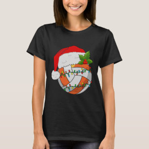 Volleyball Christmas Santa Hat Women Men Tennis Lo T-Shirt