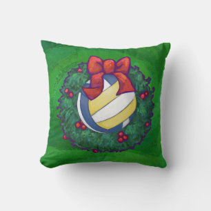 Volleyball Christmas Throw Pillow
