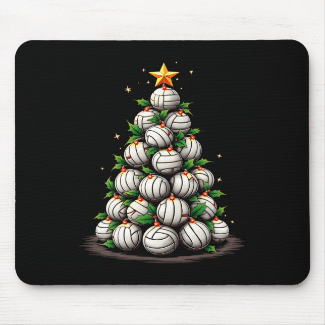 Volleyball Christmas Tree Holiday  Mouse Pad (Front)