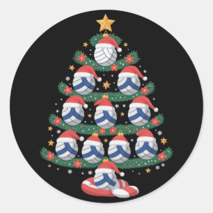 Volleyball Christmas Tree Lights Sports Player Classic Round Sticker