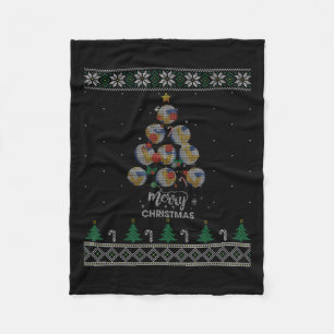 Volleyball Christmas Tree Xmas Gift For Volleyball Fleece Blanket