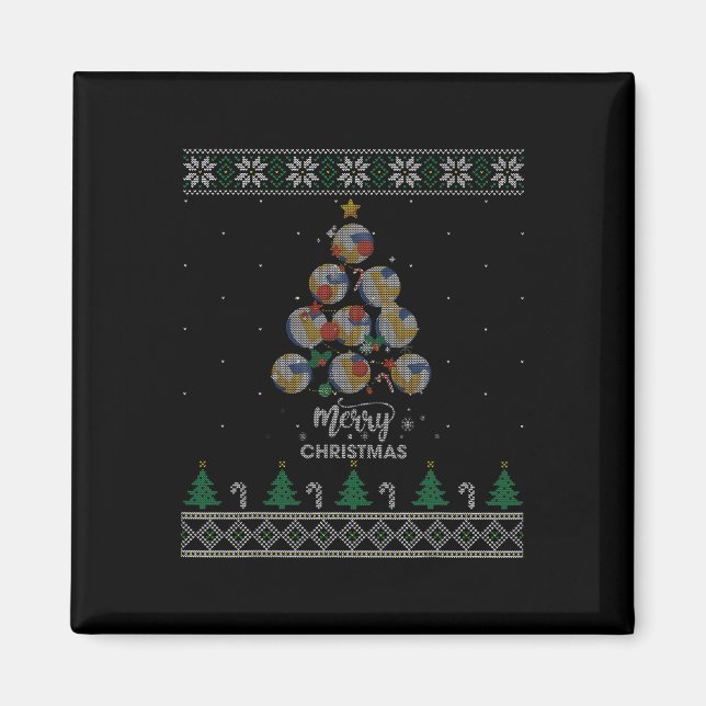 Volleyball Christmas Tree Xmas Gift For Volleyball Magnet (Front)