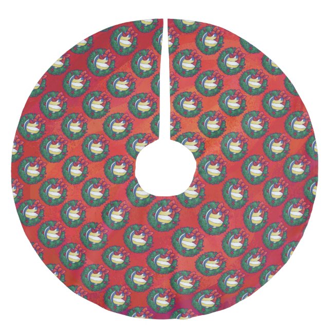 Volleyball Christmas Wreath Brushed Polyester Tree Skirt (Front)