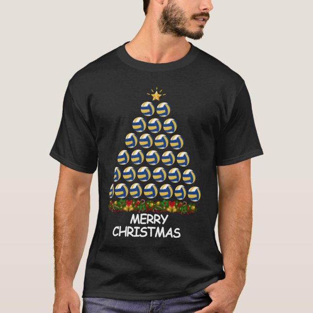 Volleyball Christmasree Merry Christmas vintage T-Shirt (Front)