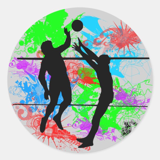 Volleyball Classic Round Sticker (Front)