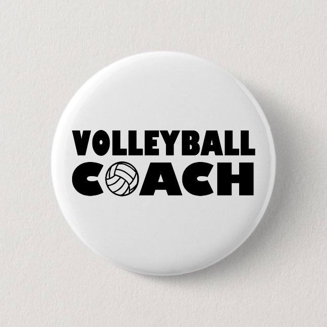 Volleyball coach 2 inch round button (Front)