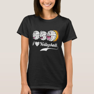 Volleyball Coach Dad Mom  Faces I Heart Volleyball T-Shirt