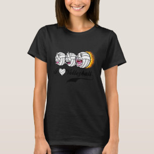 Volleyball Coach Dad Mom Faces I Heart Volleyball T-Shirt