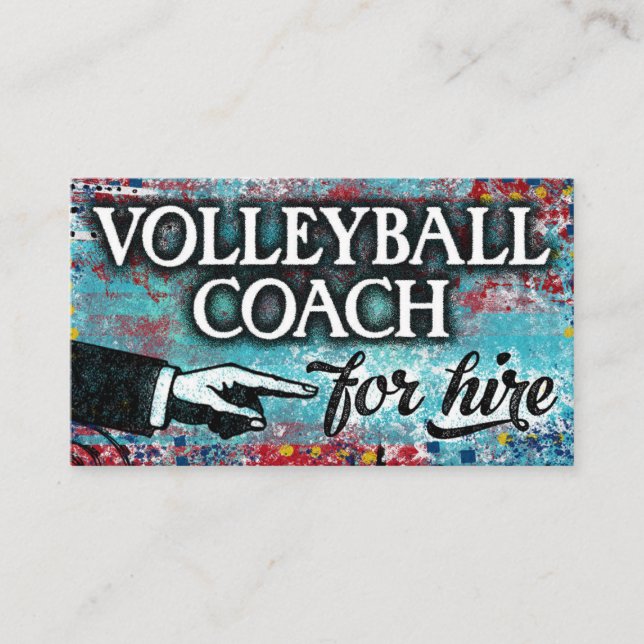 Volleyball Coach For Hire Business Cards - Blue (Front)