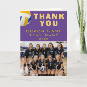 Volleyball Coach Player Name Photo Thank You Card