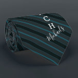 Volleyball Coach Signature Name Teal Striped Tie<br><div class="desc">A teal striped tie tailored to the volleyball coach who loves the sport. It features the word coach on the bottom half of the tie and a spot for yours or your gift recipient's signature name underneath it.</div>