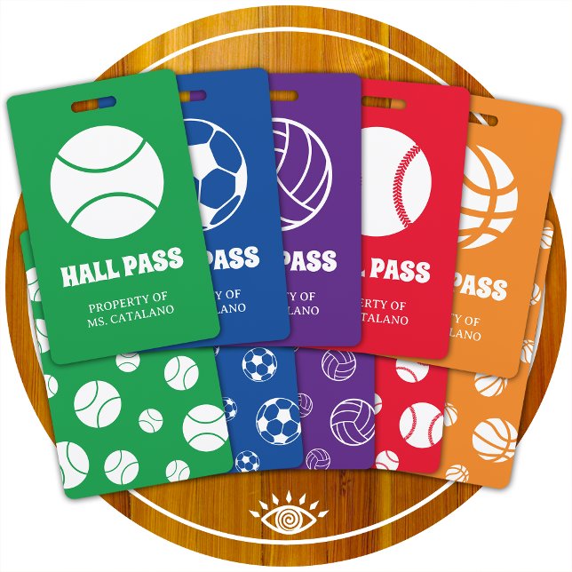 volleyball coach Teacher Hall Pass school colours Badge (Creator Uploaded)