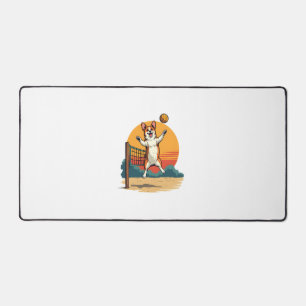 Volleyball Corgi Vintage Illustration Vectoriel Co
