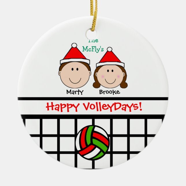 VolleyBall Couple 1st Personalize Ornament (Front)
