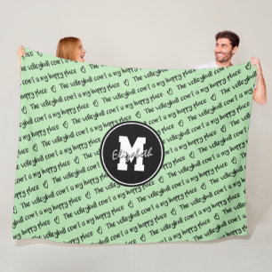 volleyball court happy place mint black ANY colour Fleece Blanket