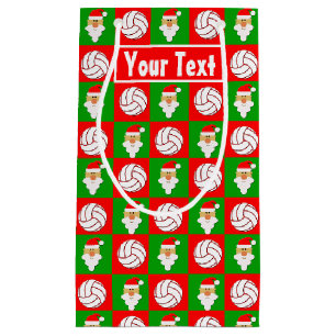 Volleyball Custom Player Name/Text Christmas Santa Small Gift Bag