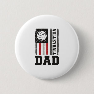 Volleyball Dad American Flag Vintage Engraving Des 2 Inch Round Button