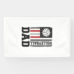 Volleyball Dad American Flag Vintage Engraving Des Banner