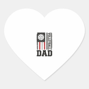 Volleyball Dad American Flag Vintage Engraving Des Heart Sticker