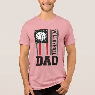 Volleyball Dad American Flag Vintage Engraving Des Tri-Blend Shirt