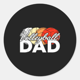 Volleyball dad daddy cool father's day men retro classic round sticker