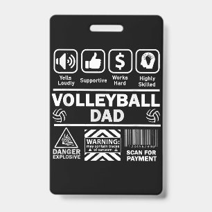 Volleyball Dad Funny Contents of Sports Father Badge