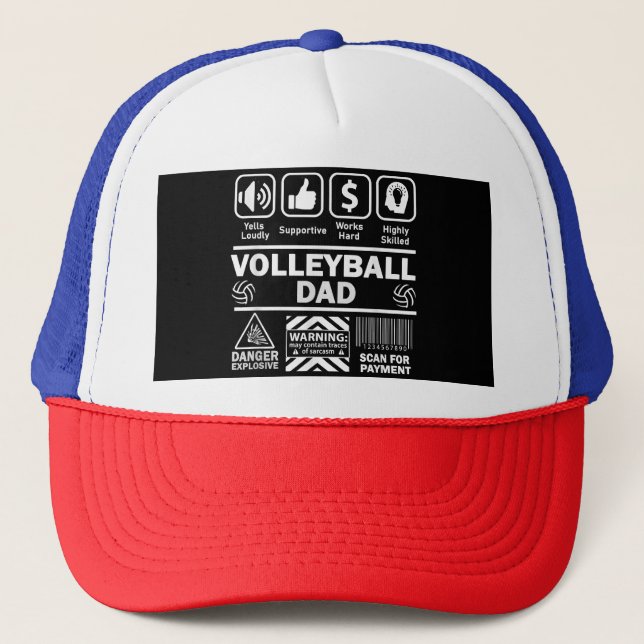 Volleyball Dad Funny Contents of Sports Father Trucker Hat (Front)