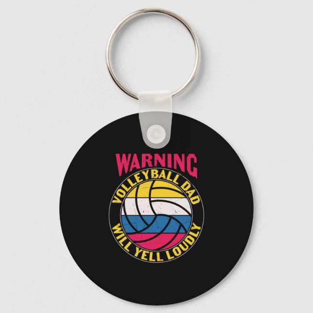 Volleyball Dad Will Yell Loudly Keychain (Front)
