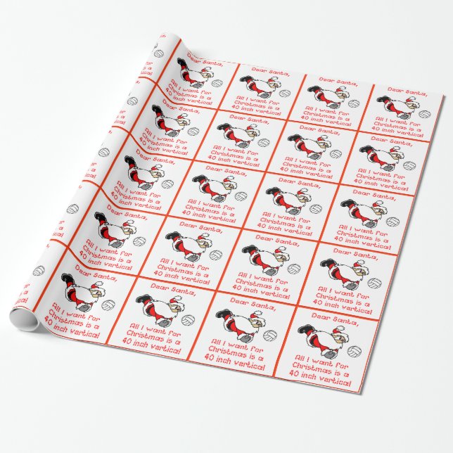 Volleyball Dear Santa Christmas Wrapping Paper (Unrolled)
