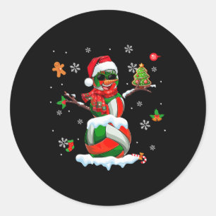 Volleyball Equipment As Snowman Sungles Xmas Playe Classic Round Sticker