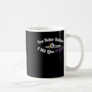 Volleyball Eye Hit Like A Girl Power Sticker Coffee Mug