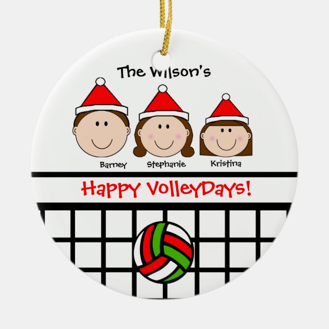 VolleyBall Family 3 (girl) Personalize Ornament (Front)