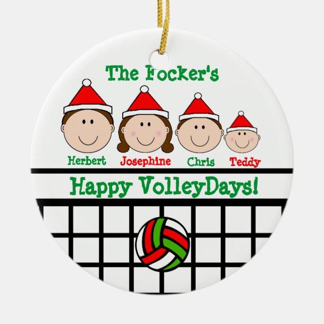 VolleyBall Family 4 Personalize Ornament (Front)