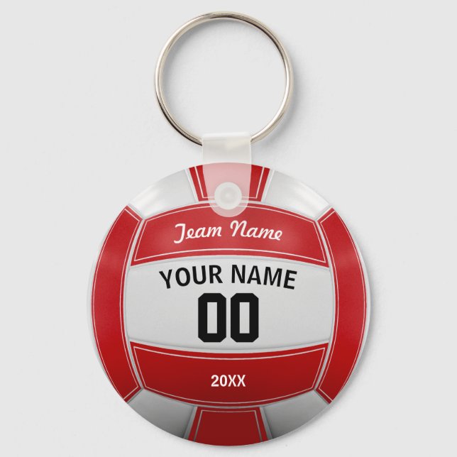 Volleyball Fan Name Year Team Red Keychain (Front)