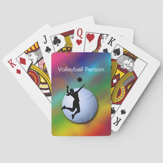 Volleyball Female Player and Ball personalize Playing Cards (Back)
