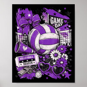 Volleyball Game Day Girls Volleyball Mom Teal Poster